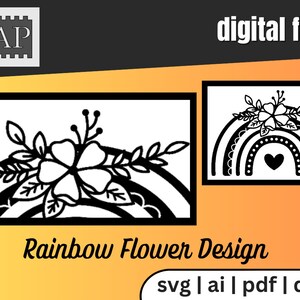 Archivo SVG de cortador láser de flores arcoíris Archivo Glowforge