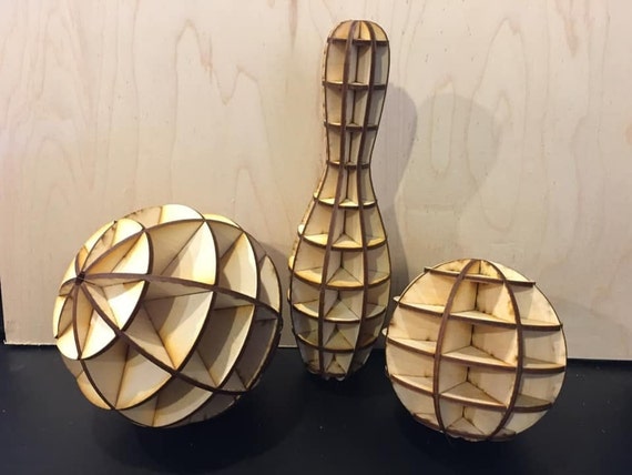 Bowling Pin and Ball Wood Laser Cutter SVG File Glowforge File