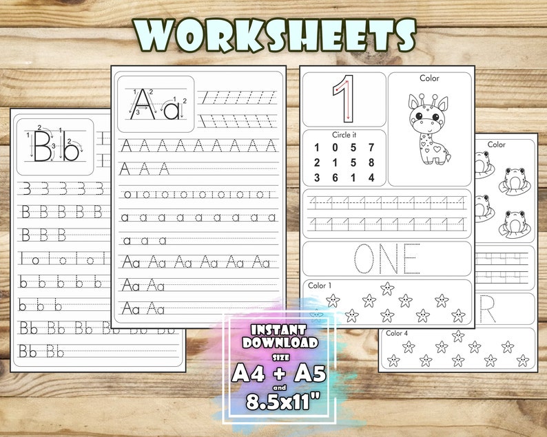 Alphabet Letter and Numbers Tracing Worksheet Printable Etsy