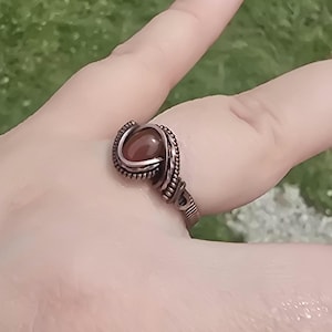 Made to Order | Carnelian Agate Ring – Oxidized Copper Wire Wrap