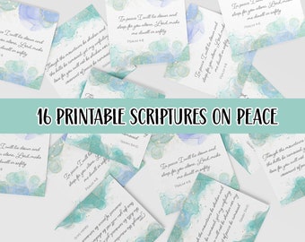 16 Cartões de Escrituras sobre a Paz: Impressões de Versículos Bíblicos em Aquarela (Download Digital)