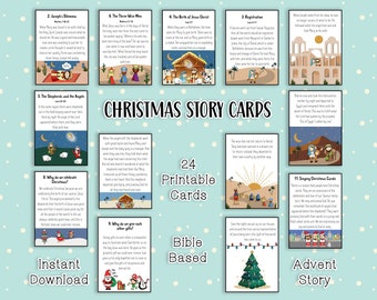 Cartões de história de Natal do Advento I História cristã de Natal para crianças I História de nascimento de Natal I Download instantâneo