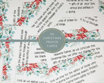 24 Printable Christmas Prayer Cards l Adent Calender Filler l Christmas Blessings