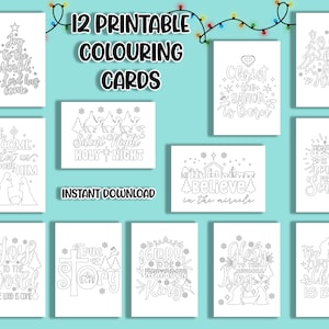 12 cartes à colorier de Noël à imprimer I Citations sur les histoires de Noël l Coloriage pour adultes l Coloriage pour enfants l Téléchargement immédiat