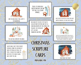 Printable Christmas Scripture Cards I Christmas Bible Verses I Christian Christmas Cards I Set of 8 I 4" x 2.5" I Instant Download I