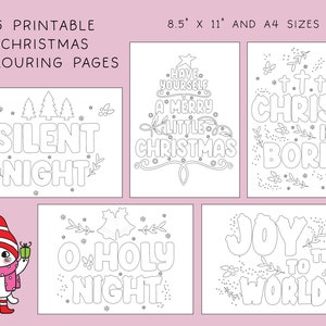 5 Printable Christmas Coloring Pages I Christmas Quotes l Erwachsene Malvorlagen l Kinder Malvorlagen l 8,5 x 11 A4 l Sofort Download