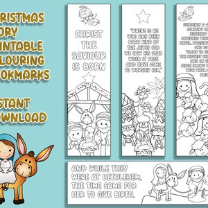 Marcapáginas para colorear navideños imprimibles l Actividad de cuento de Navidad l Actividad de Adviento para niños