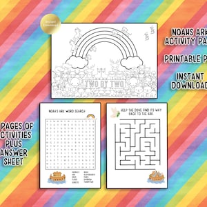 Kids Bible Activity I Noahs Ark Colouring Page I Maze Wordsearch Colouring Page I Printable I Instant Download