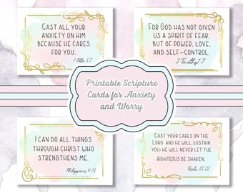 Cartões de Escrituras para Ansiedade: Impressões de Versículos Bíblicos (Download Digital)
