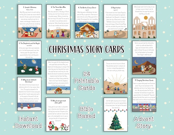 Advent Christmas Story Cards I Christian Christmas Story for Kids I Christmas Birth Story I Instant Download