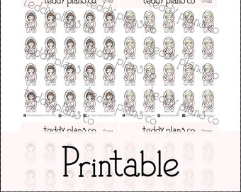 Lazy Day Girl Stickers | Printable Planner Stickers