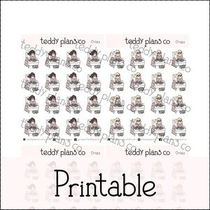 Reading Girl Stickers | Printable Planner Stickers (G-023)