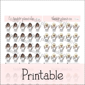 Cooking Girl Stickers | Printable Planner Stickers