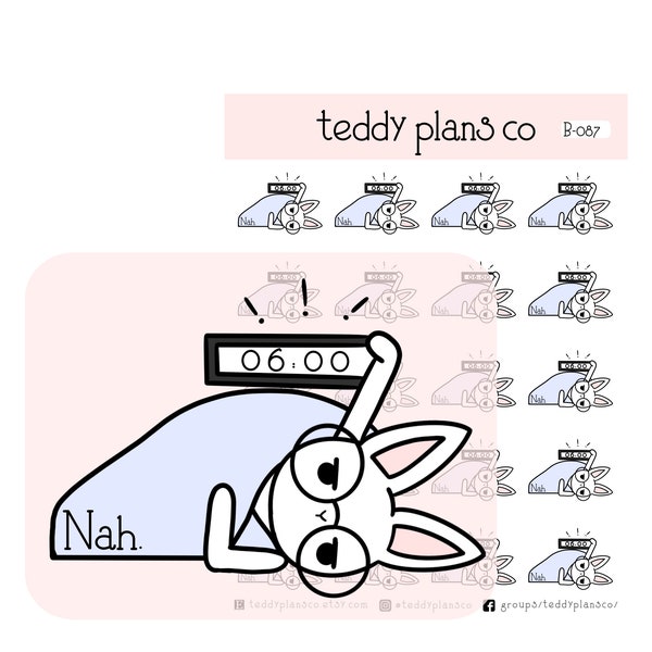 Alarm Clock Bunnies | Planner Stickers (B-087)