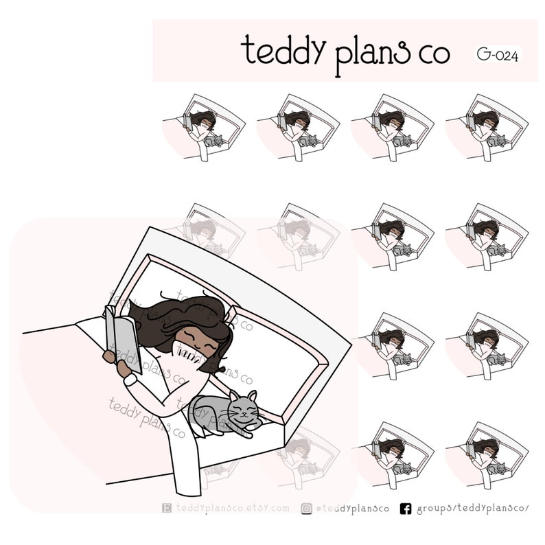 Reading in Bed Stickers Printable Planner Stickers Etsy