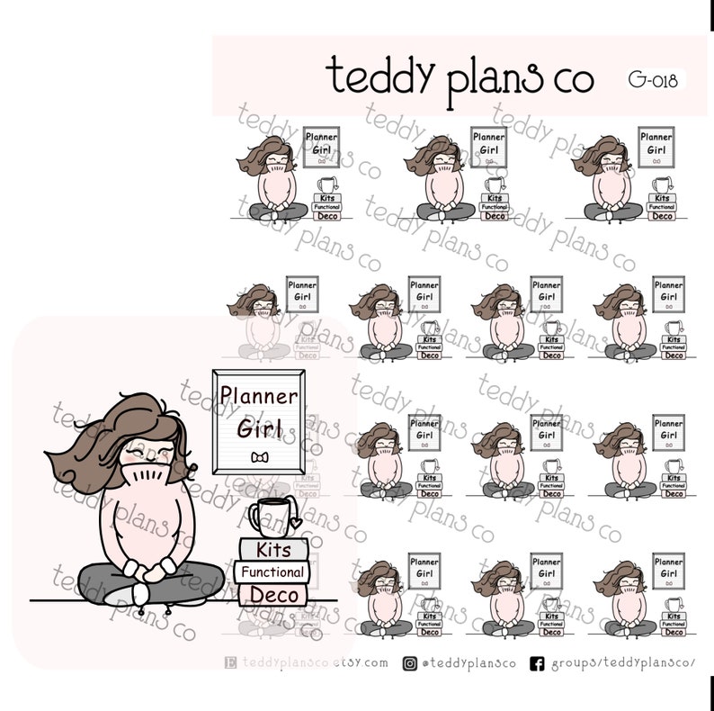 Planner Girl Scene Stickers Printable Planner Stickers Etsy