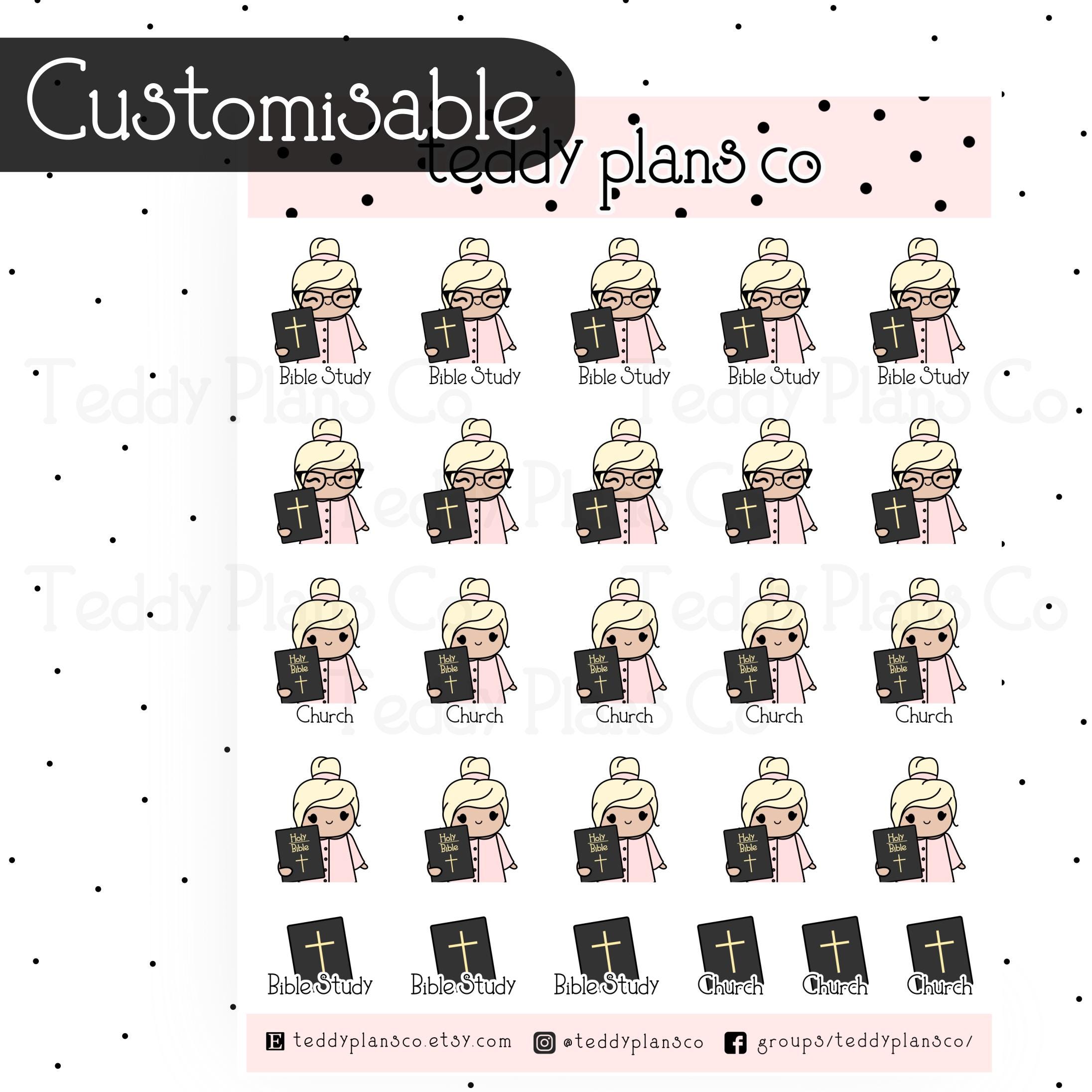 Bible Study Chibi Stickers | Church, Journal, Planner Stickers (C-017 ...