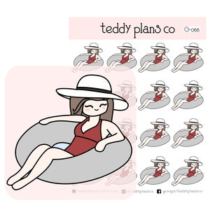 Pool Day Girl Stickers | Planner Stickers (G-066)