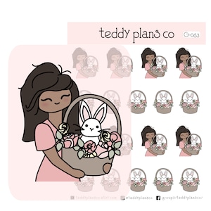 Easter Basket Girl Stickers | Planner Stickers