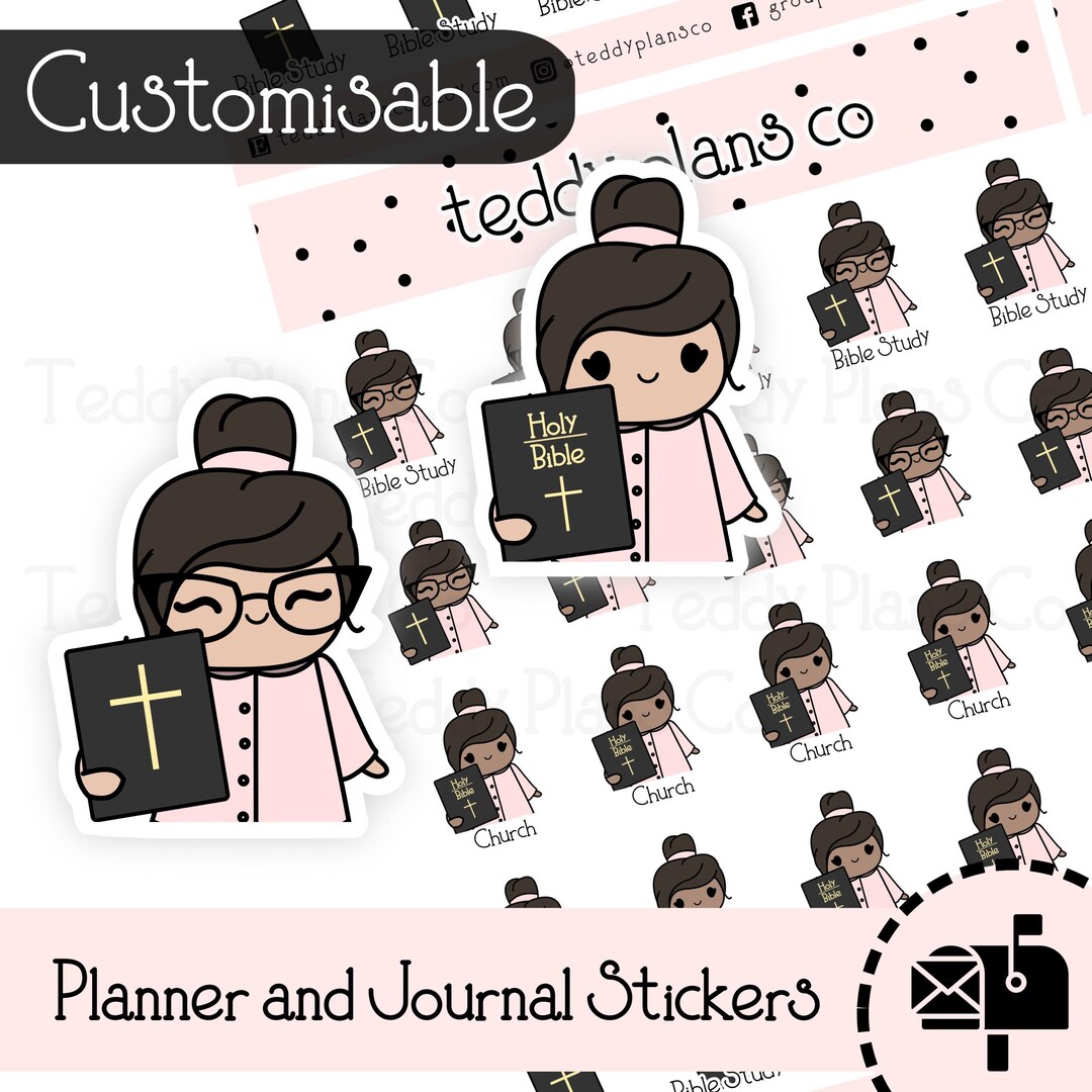 Bible Study Chibi Stickers | Church, Journal, Planner Stickers (C-017 ...