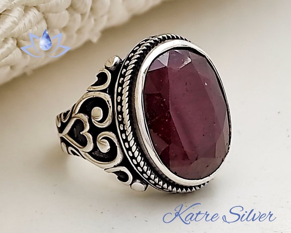 Unique Mens Ring Ruby Ring Sterling Silver Boho Jewelry | Etsy