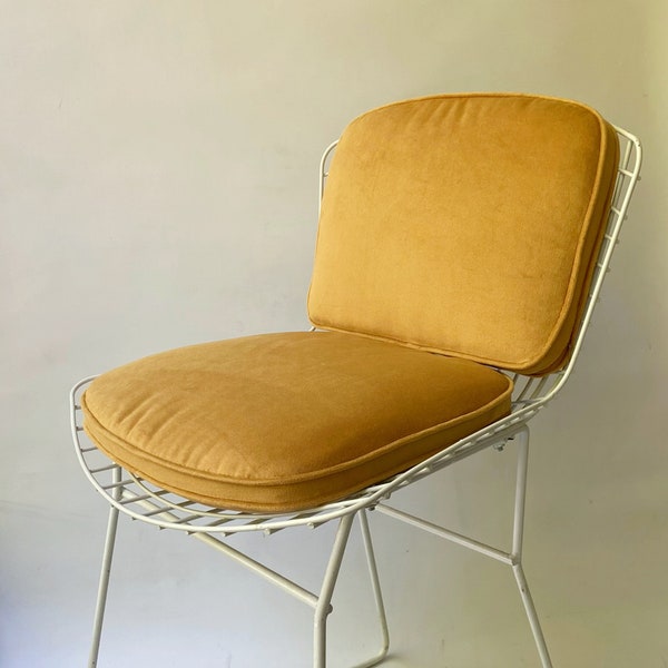 Ensemble coussin de chaise + dossier en métal de style BERTOIA, bande velcro de 4 cm (1,5 po.) d'épaisseur