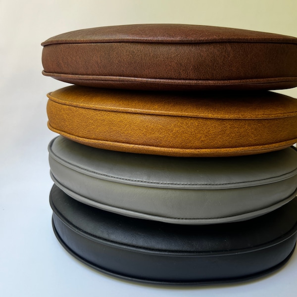 Chair Cushion Pad Round  2" thick (5cm) indoor seat pad upholstery faux leather