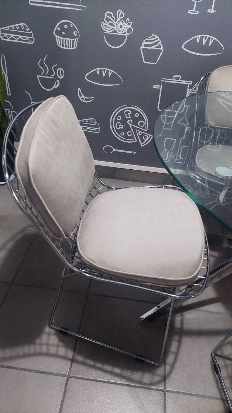 Ensemble coussin de chaise dossier en métal de style BERTOIA, bande velcro de 4 cm 1,5 po. d'épaisseur image 10