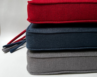 Chair Cushion with Ties, Square Indoor Seat Pad 3" THICK