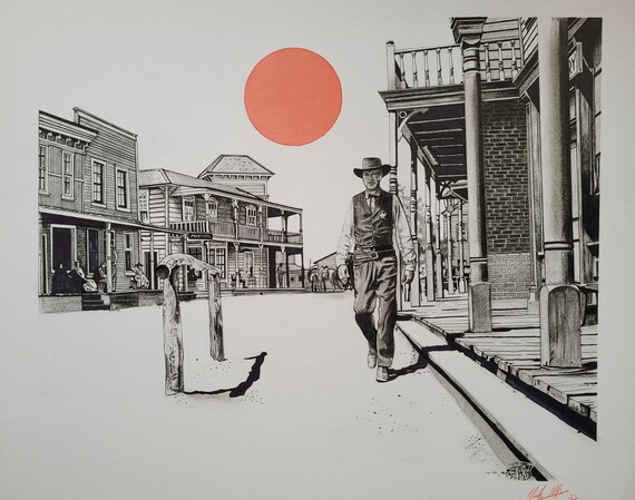 High Noon / Gary Cooper - Ink and Pencil Artwork - Etsy