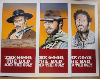 The Good the bad and The Ugly / 3 panel triptych locandina style artworks