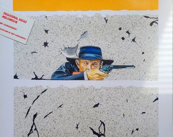 Pour quelques balles de plus - Oeuvre d'art pop art originale à l'encre et au crayon - Lee Van Cleef