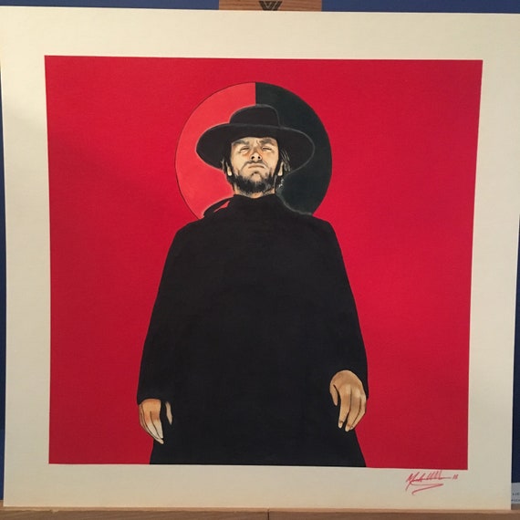 PLAINS GHOST Original western artwork - Clint Eastwood - Cult film