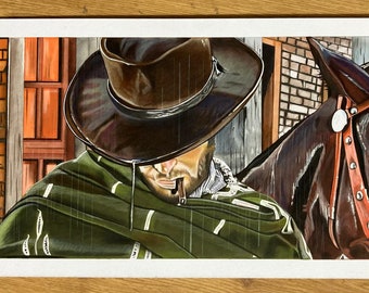 Western Clint Eastwood John Wayne Lee Van Cleef metal plaque - 30 x 20 cm - Sold