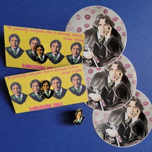 Limited Edition OSCAR WILDE Hand painted Enamel Pin, signed & numbered, includes sticker