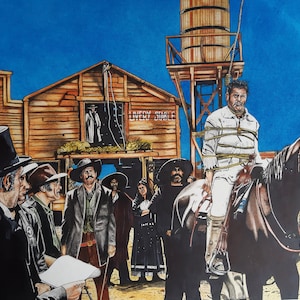 Das Gute, das Schlechte und das Hässliche - ORIGINAL ARTWORK - Tinte & Farbstift - Sergio Leone