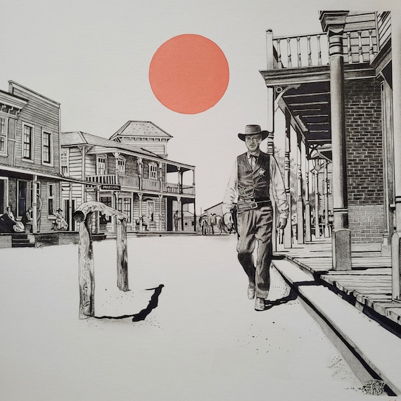 アート・デザイン・音楽 GARY COOPER High Noon / Gary Cooper - Ink and Pencil Artwork - Etsy