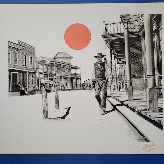 High Noon / Gary Cooper - Ink and Pencil Artwork - Etsy