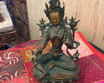 Tara Buddha Brass Statue Tibetan Buddhism Religious Goddess Buddhistva Idol Decorative