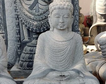 PRE ORDER-Natural Stone Protection Buddha Garden Statue Handcarved Granite Stone Zen Outdoor Meditating Sculptures