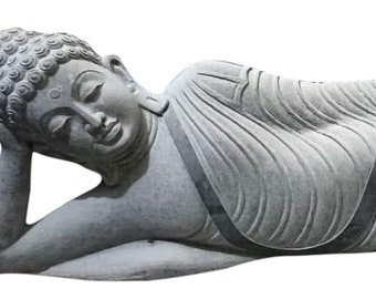 PRE ORDER-Natural Stone Buddha Garden Statue Reclining Ganesh Handcarved Granite Stone Zen Outdoor Meditating Sculptures