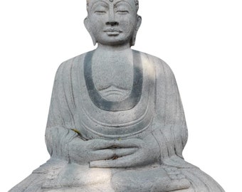 PRE ORDER-Natural Stone Protection Buddha Garden Statue Handcarved Granite Stone Zen Outdoor Meditating Sculptures