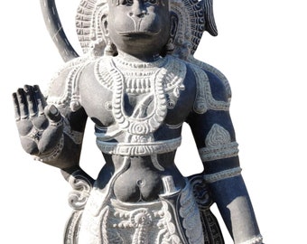 PRE ORDER-Natural Stone Hanuman Standing Garden Statue Handcarved Granite Stone Zen Outdoor Meditating Sculptures