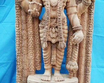 PRE-ORDER Wooden Vishnu statue, Visnu, Handcarved Wood, Hindu God, Spiritual, Standing Vishnu Statue, Meditation Room Decor