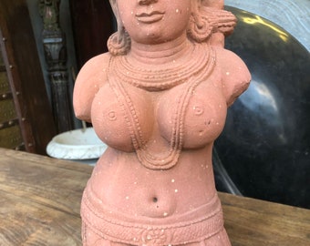 Vintage Apsara Garden Statue, Handmade Unique Garden Sanctuary Decor, Vintage Old World Elements