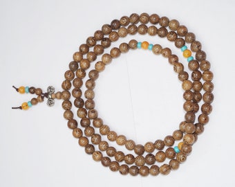 Wrap Style Buddhist Jewelry Brown Wooden Tibetan Buddhist Wrap Around Bracelet Necklace prayer Worry Beads