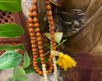 Yoga mala, Yellow Jade, Mala Beads,Mindful Living, Japamala Necklace, Yoga Mala, HARE KRISHNA Adjustable Copper Cuff Bracelet Wrist Bracelet