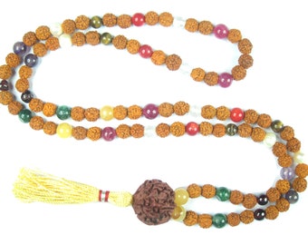 Healing Mala,Nine Planet. Navagraha. Chakra Stone 108+1 Mala Beads. Meditation Yoga Necklace Wrap Bracelet