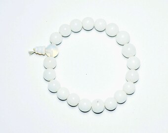 Energetic Beads White Ageta Moonstone Priciouse Jewellery Meditation Wrist Bracelets
