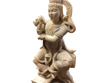 SHIVA, SHIV, MAHADEV, Bhole Shiva Dancing With the Damru Stone Statue Sculpture Holistic Decor